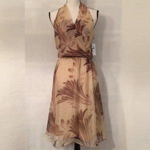NWT Ralph Lauren Black Label 100% silk brown Gilda Havana print sleeveless dress